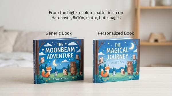 Libro de cuentos personalizado junto a libros infantiles normales