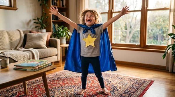 Child reading a personalized superhero storybook