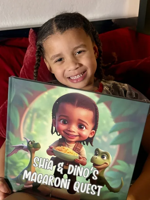 Rochelle's child with their Adorabook